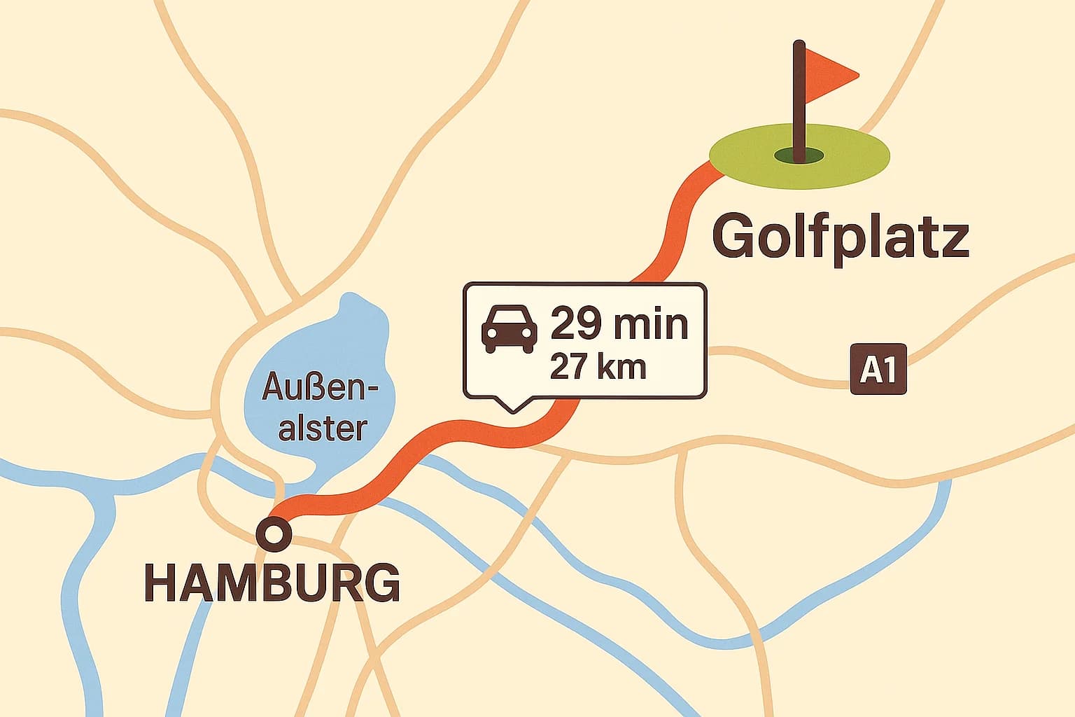 Lage Golfplatz Siek - 29 Minuten von Hamburg