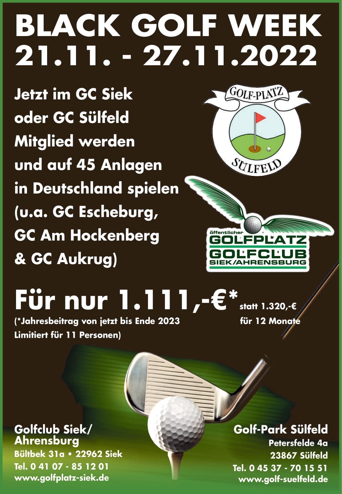 Jetzt in den Golfclub Siek/Ahrensburg wechseln: Black Golf Week